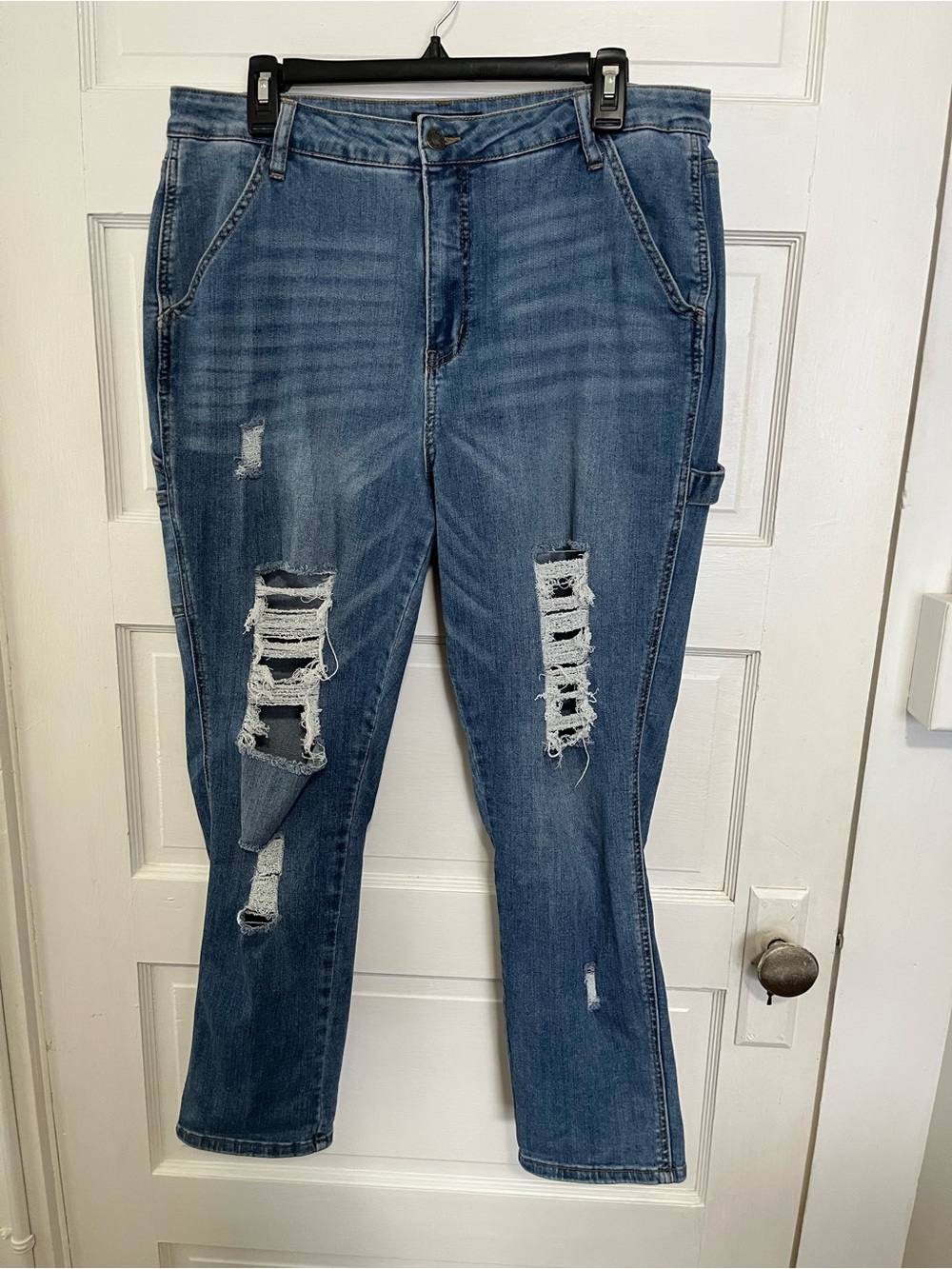 Judy Blue Women's Distressed Blue Denim Jeans - Casual Slim Fit 15/32